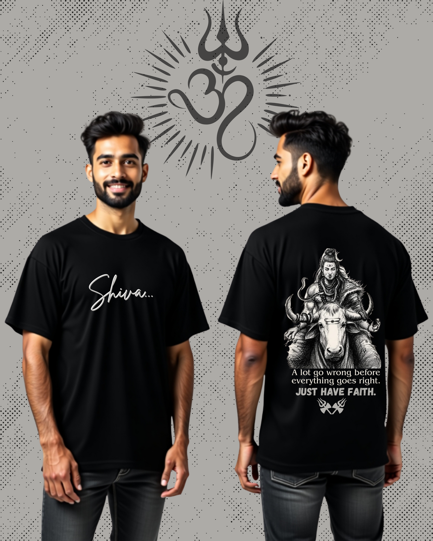 "FAITH IN SHIVA" 100% Cotton Biowash Premium Oversized Tshirts