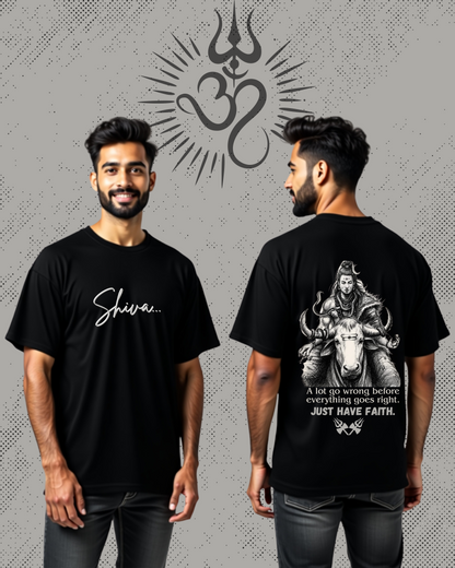 "FAITH IN SHIVA" 100% Cotton Biowash Premium Oversized Tshirts