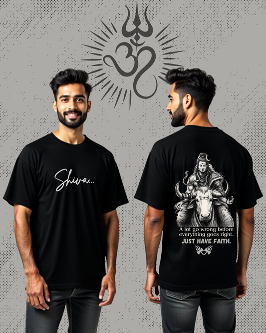 "FAITH IN SHIVA" 100% Cotton Biowash Premium Oversized Tshirts