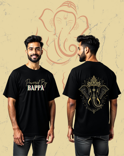 "Powered By Bappa" 100% Cotton Biowash Premium Oversized Tshirts
