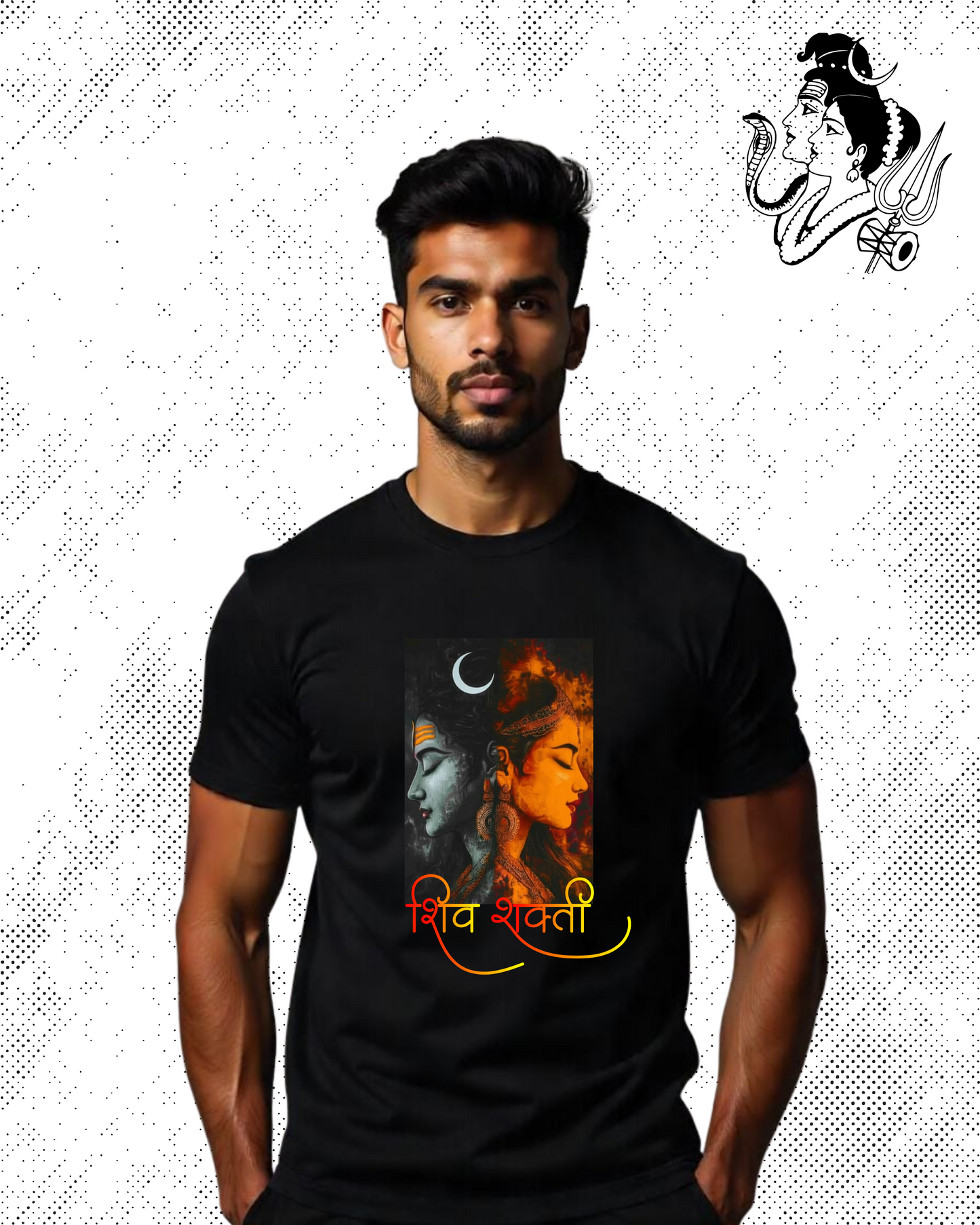 🔥 ShivShakti" 100% Cotton Black T-Shirt – The Divine Union of Power & Peace