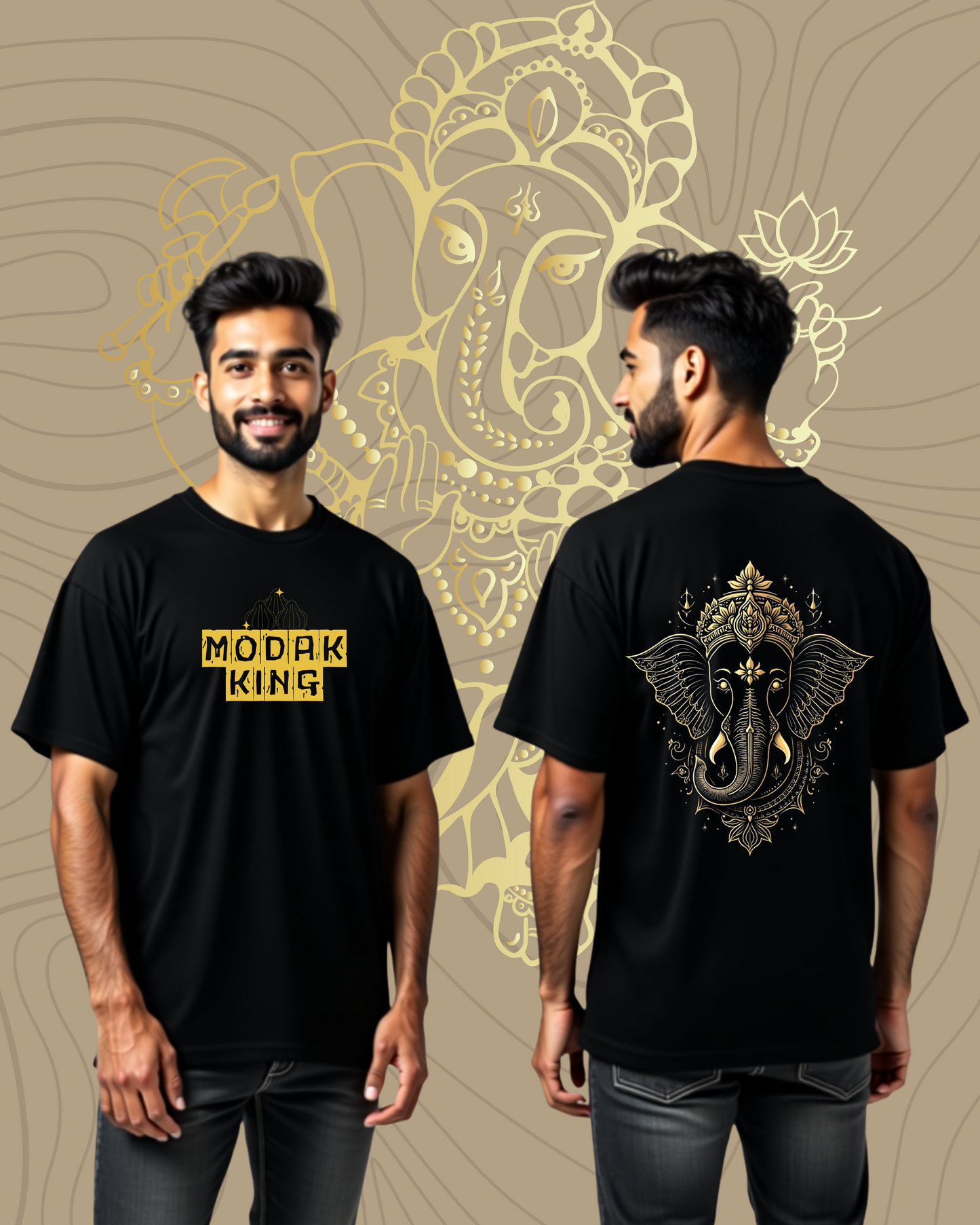 "Modak King" 100% Cotton Biowash Premium Oversized Tshirts