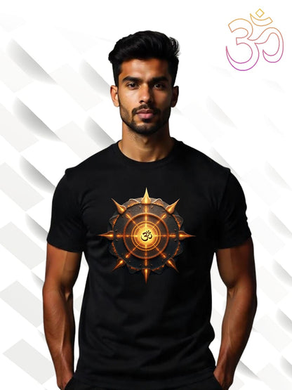 🔱 Om Surya Chakra" Oversized Black T-Shirt – Divine Power Meets Street Style